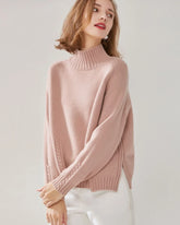 Pull en Cachemire à Col Montant et Tricot Nœud